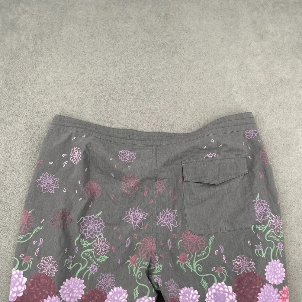 Dark Seas Swim Trunks Mens 36 Gray Pink Floral Stretch Drawstring Surfing Beach